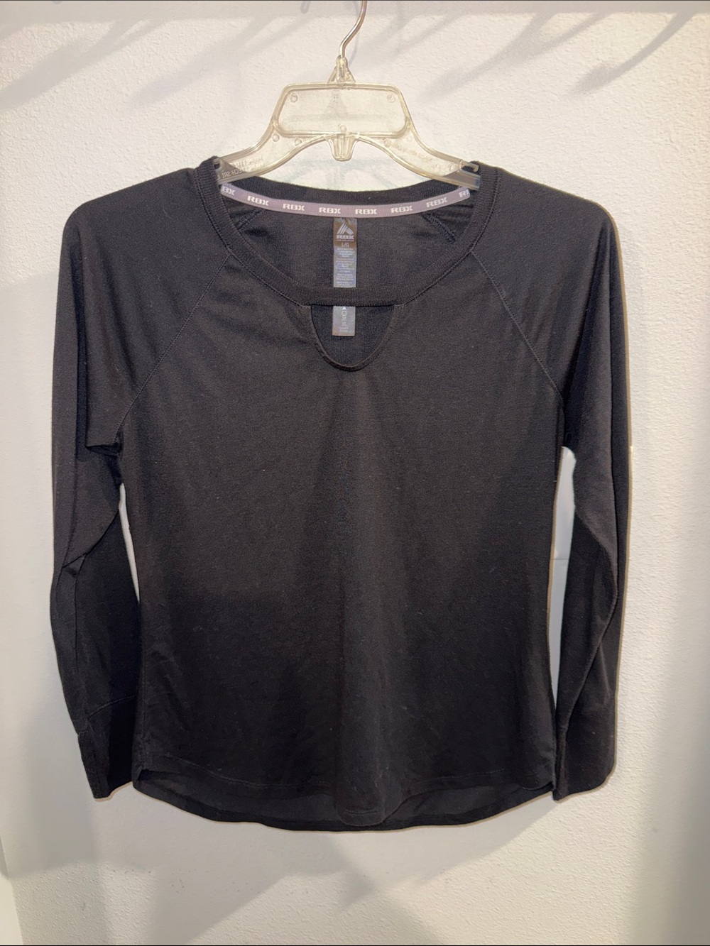 RBX Black Long-Sleeve Keyhole Performance Tee